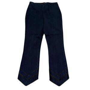 Lysse Crop Jeans Size M Denim Pointed Flared Chevron Hem Pull On Pants Stretch